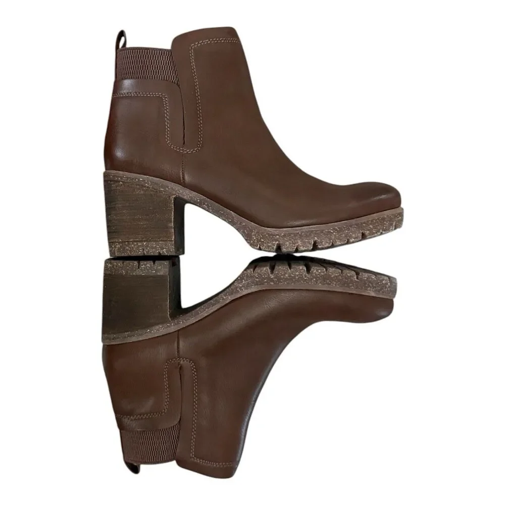 Korks Elsie Ankle Chunky Heeled Dark Brown Booties Women Size 6.5